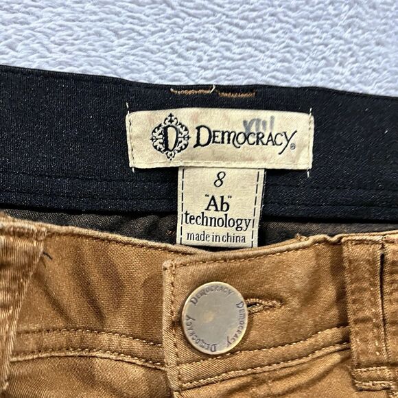 Democracy Jeans 8 Ab Technology Brown Elastic Waist Skinny Stretch Pants - Picture 3 of 10